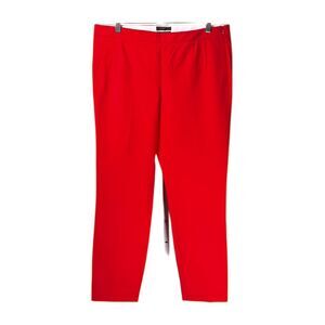 J. Crew Women's Martie Red Orange Bi-Stretch Pleated Cropped Dress Pants Size 12